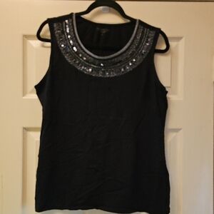 Coldwater Creek Black Tank Top with Silver Embellishments
